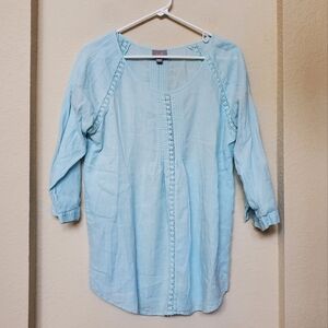 J. Jill Soft Blue Textured Blouse.  Size Medium